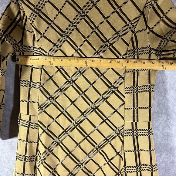 Vintage Burt Stanley Midi Dress Small S Yellow Black Stripe 60s Mod **See Desc** - Picture 7 of 10
